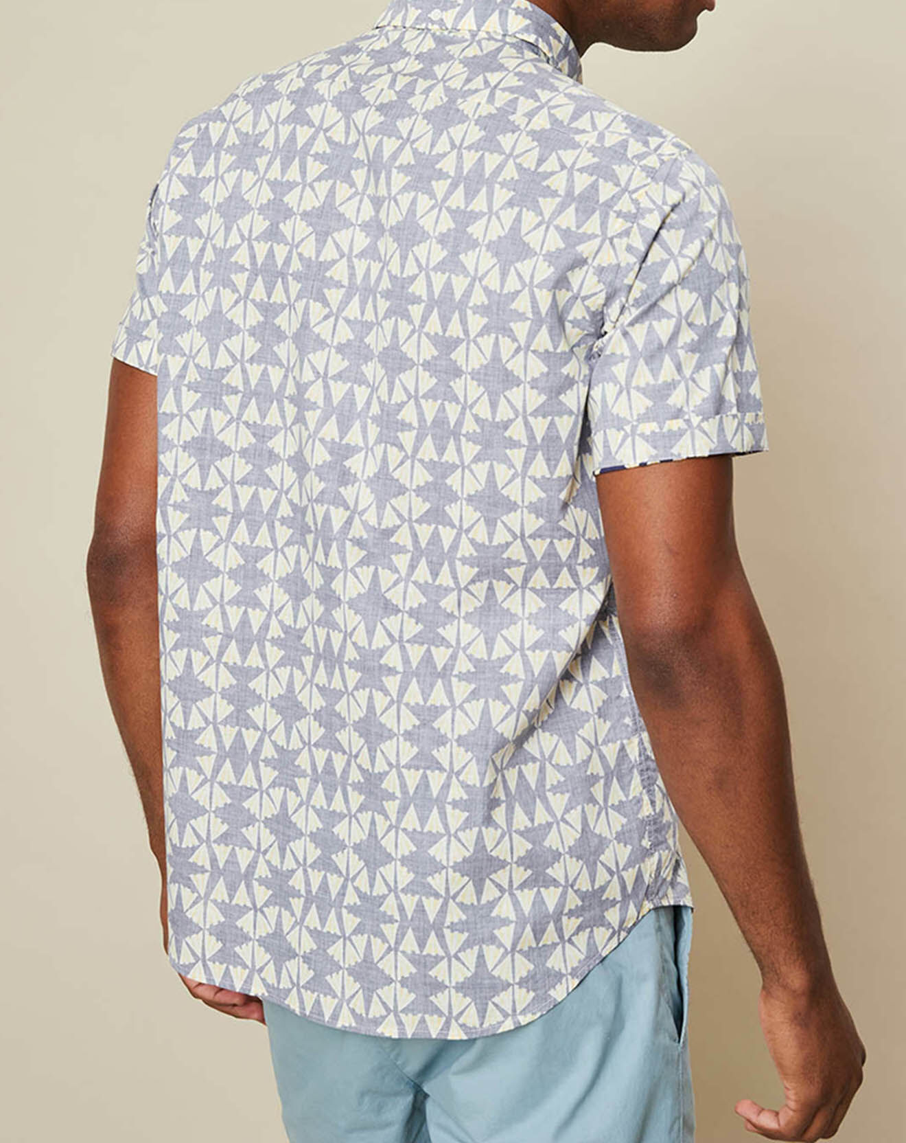 Hartford Chemise Slim Fit Side imprimée bleu/blanc/jaune