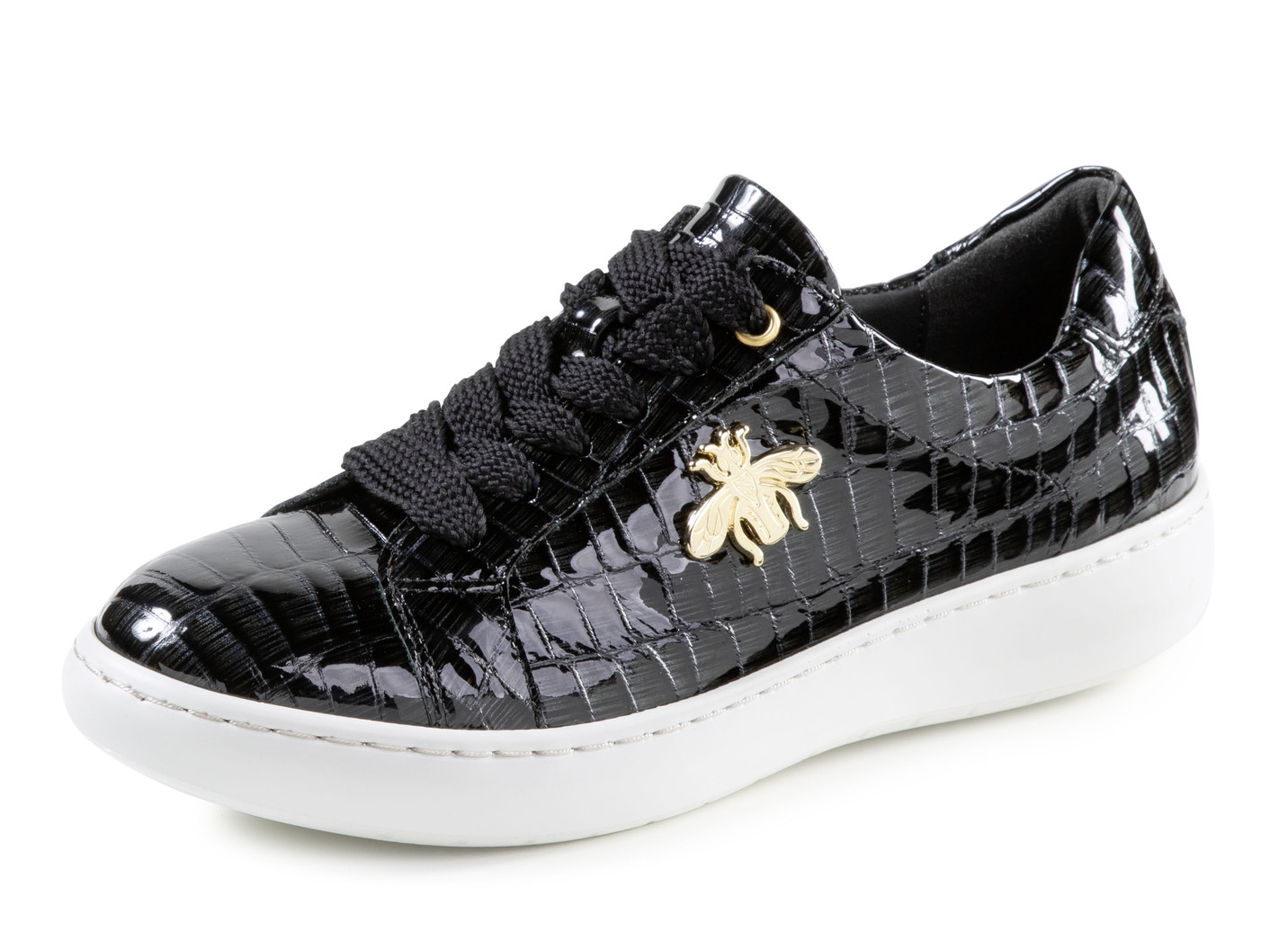 ELENA EDEN Sneaker aus Lackleder mit edlem Metallschmuck