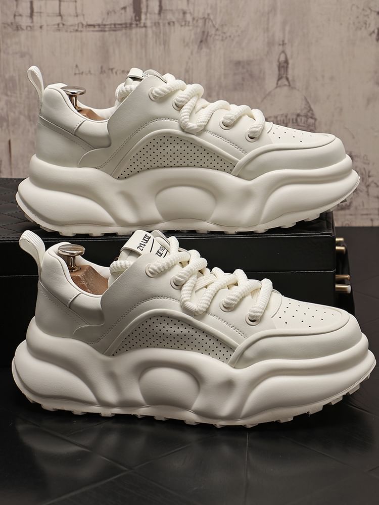 Mr Ozera - Platform Plain Lace Up Sneakers