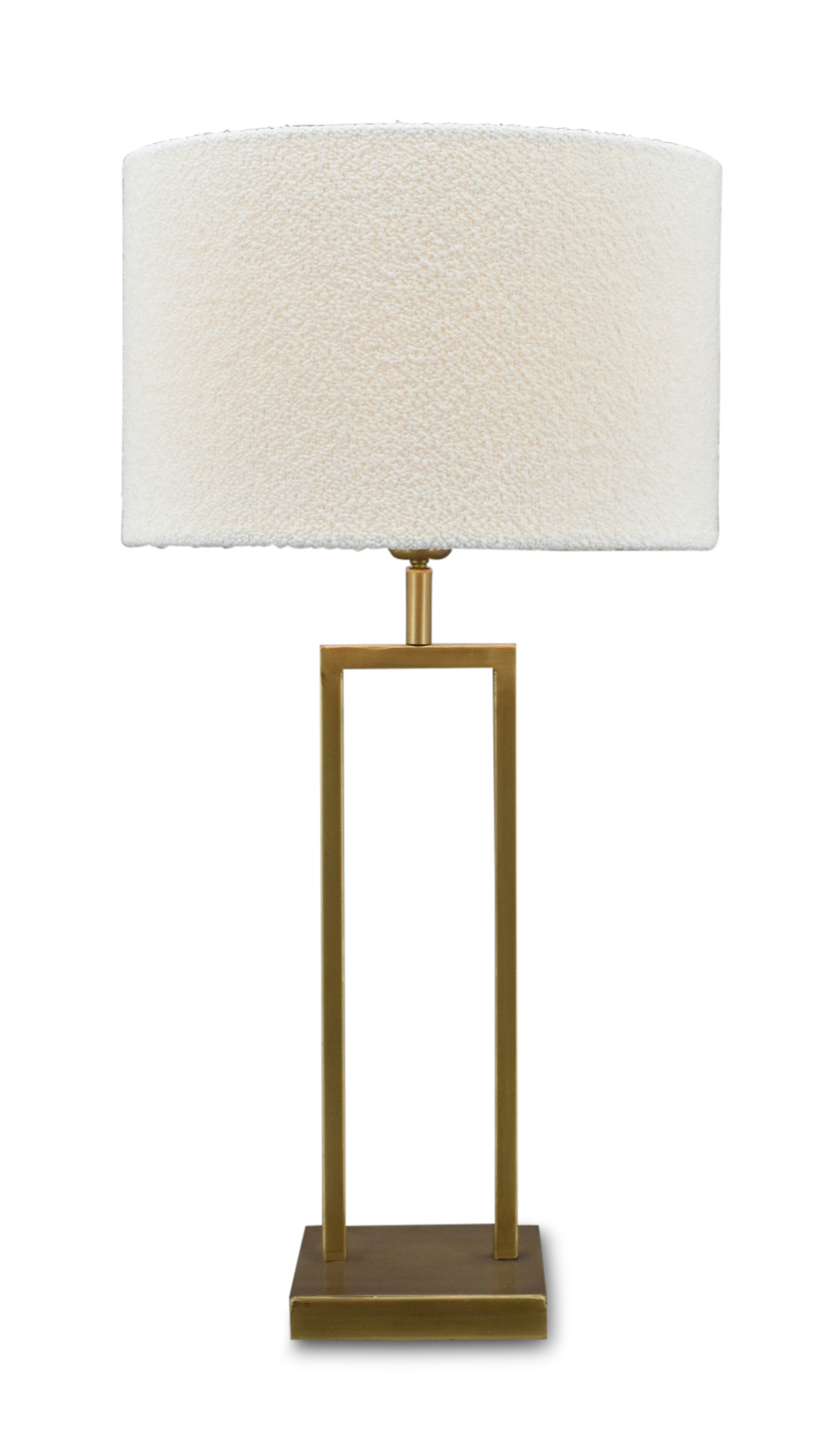 Tafellamp Veneto groot brons + kap 35/35/22 Bouclé blanc ( witte binnenkant )