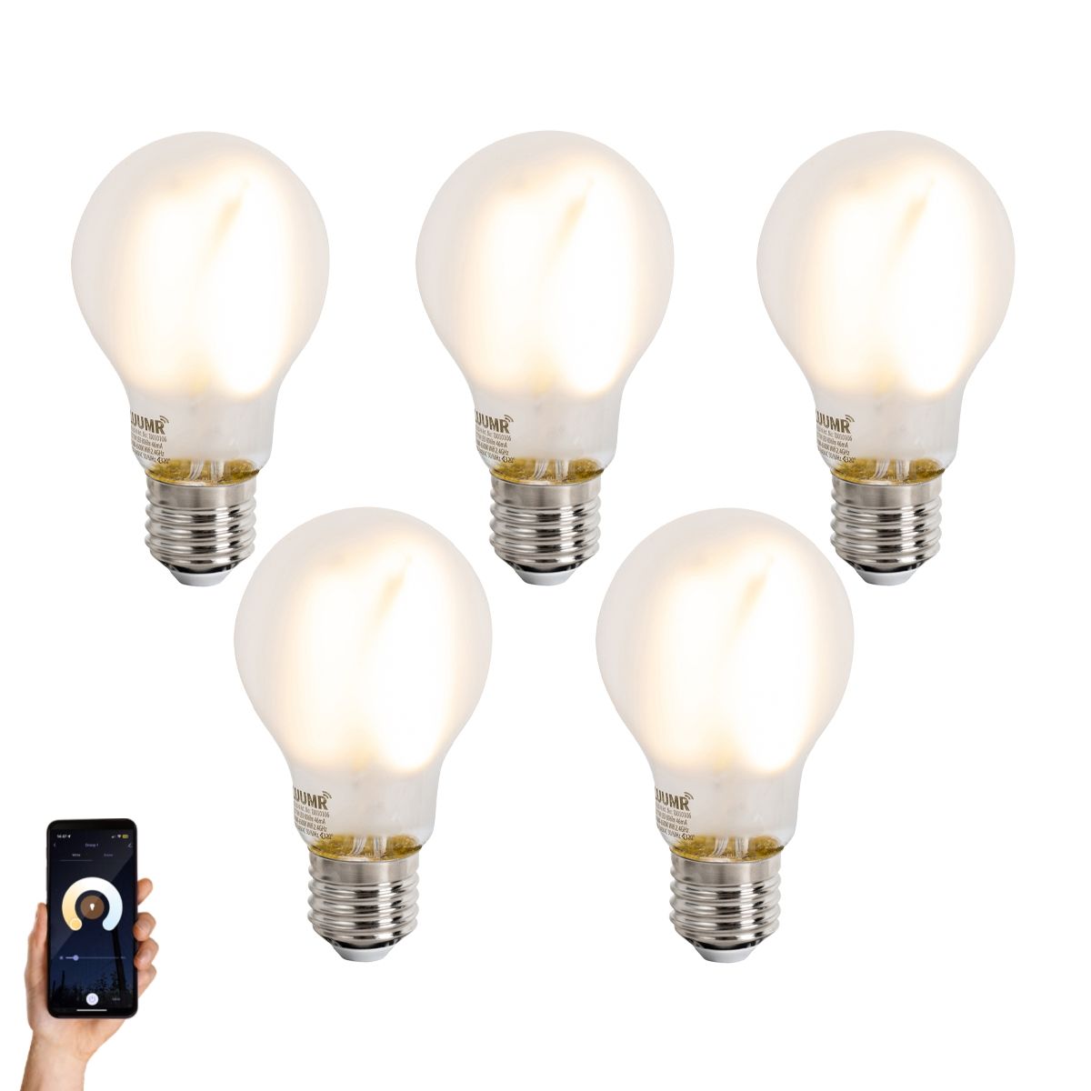 Set van 5 Smart E27 dimbare LED lampen A60 mat 7W 806 lm 2700-6500K