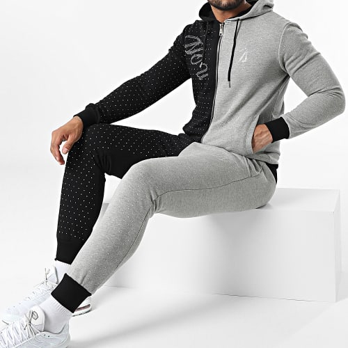 Ensemble De Survetement Strass Exo Planet Noir Gris Chiné