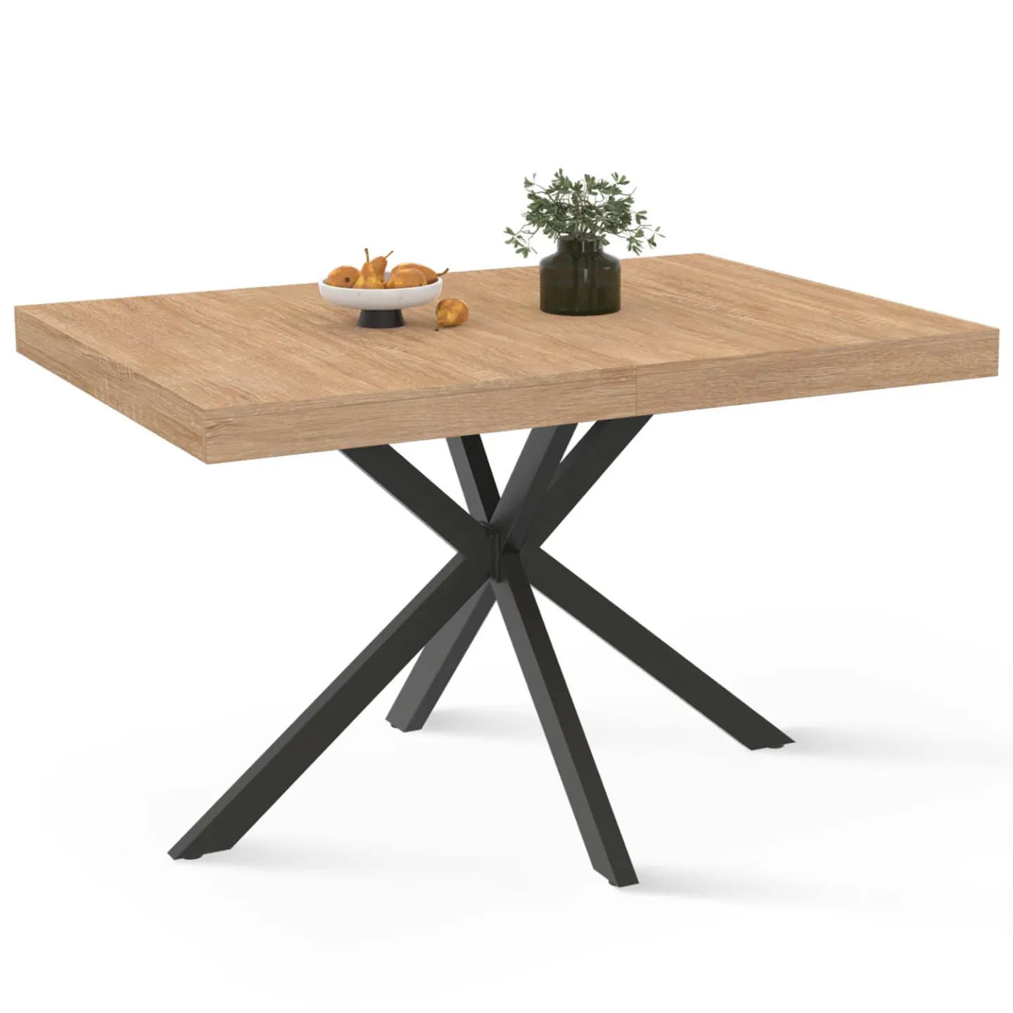 Table à manger rectangle ALIX 6 personnes pied araignée bois et noir 110 cm