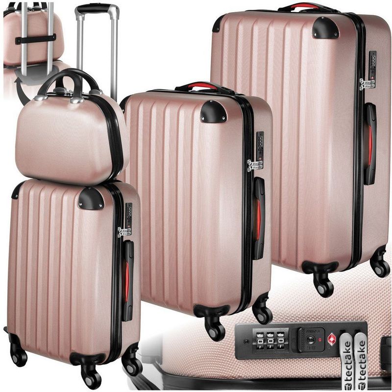 tectake® - Kofferset Pucci 4-delig incl. beautycase - roségoud - 403409
