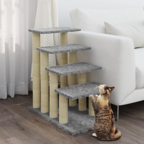 Arranhador para gatos de quatro níveis vidaXL cinza claro