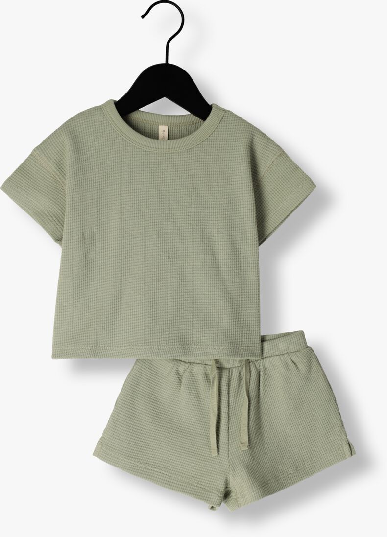 QUINCY MAE olijf quincy mae  waffle tee + short set sage