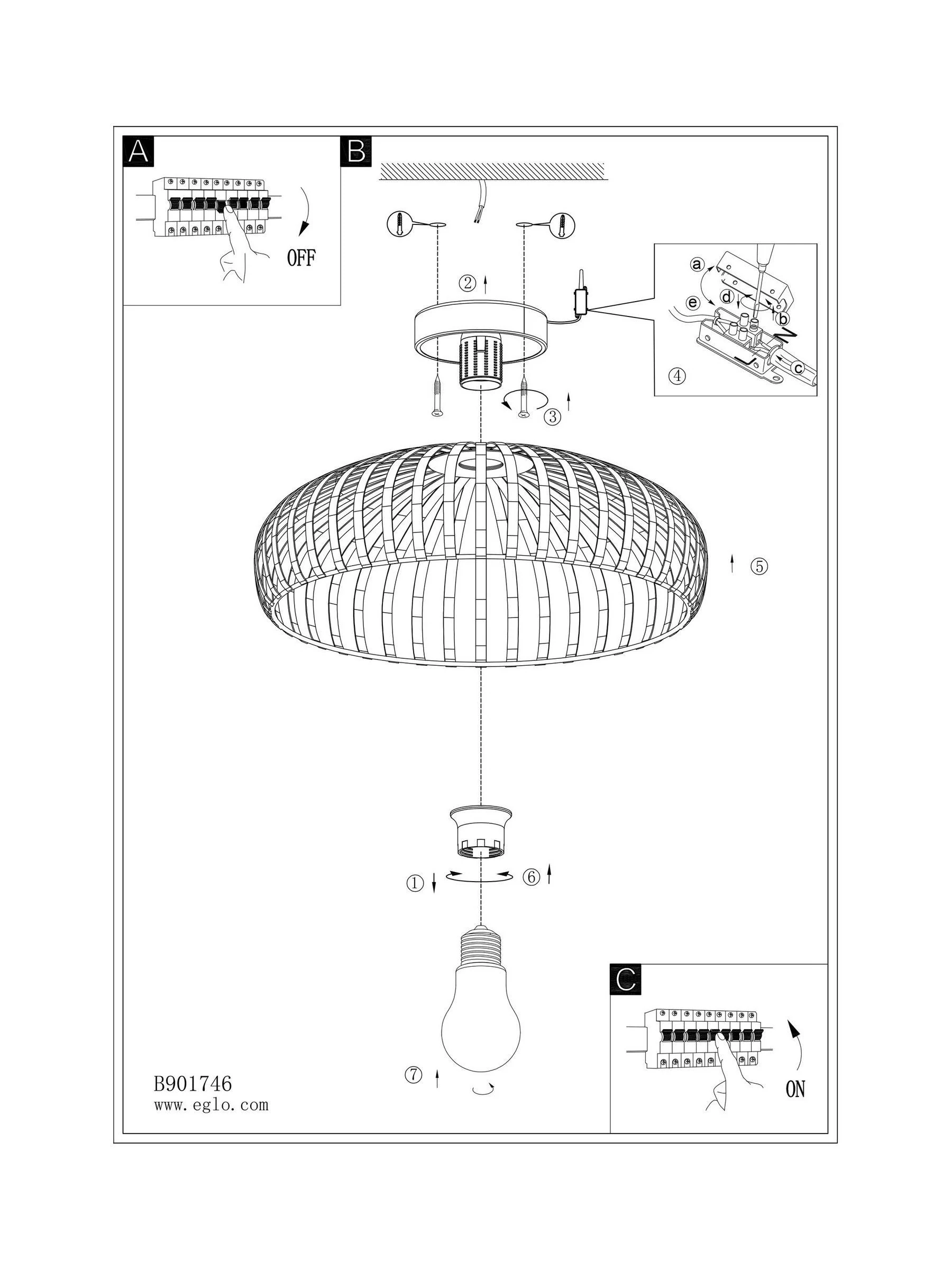 Eglo Mogano 3 Steel Caged Style Ceiling Light