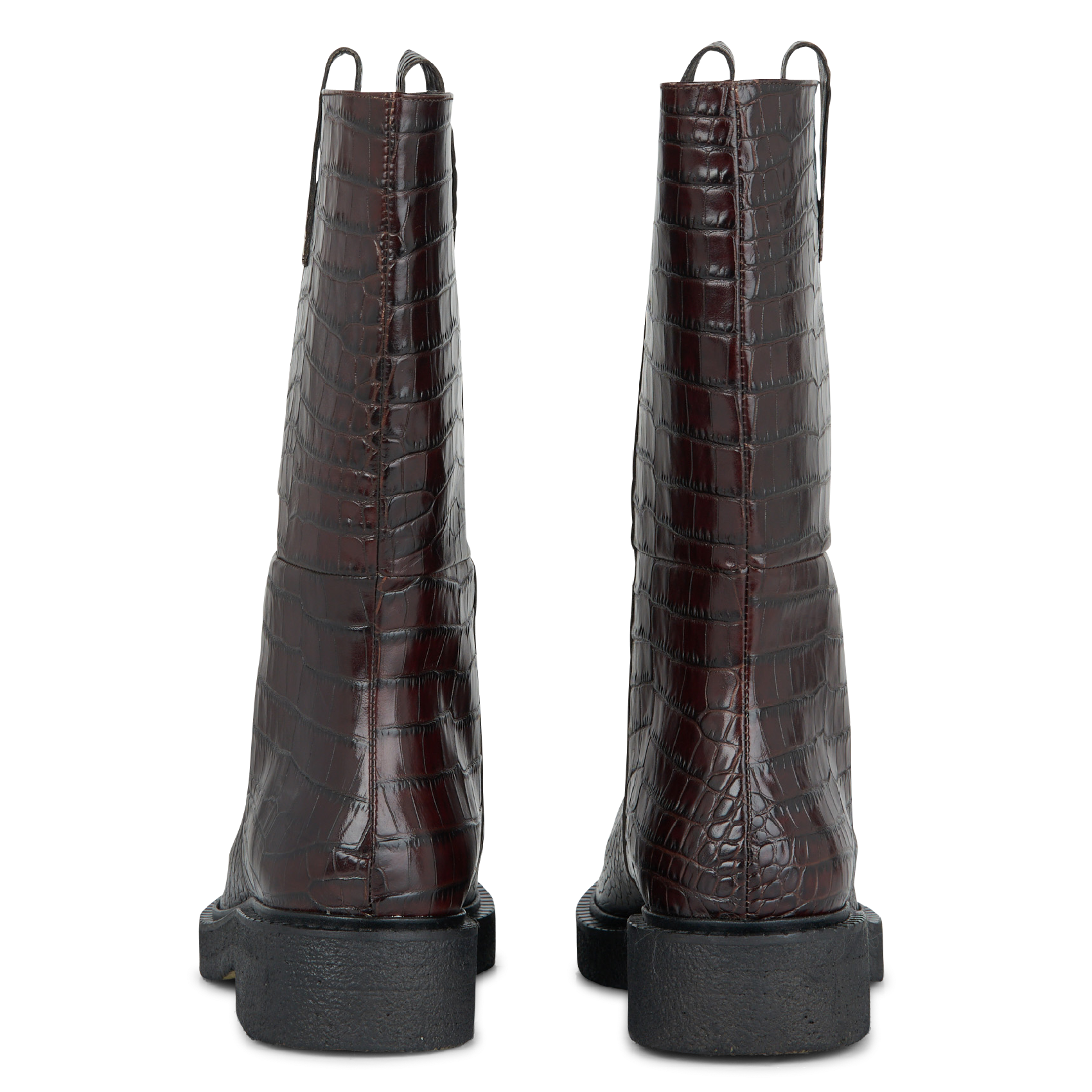 A1275 - Bottes en cuir aspect croco | Marron