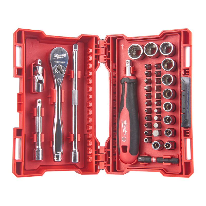 Milwaukee doppenset 1/4” FOUR FLAT™ incl. Shockwave™ bits 38-delig