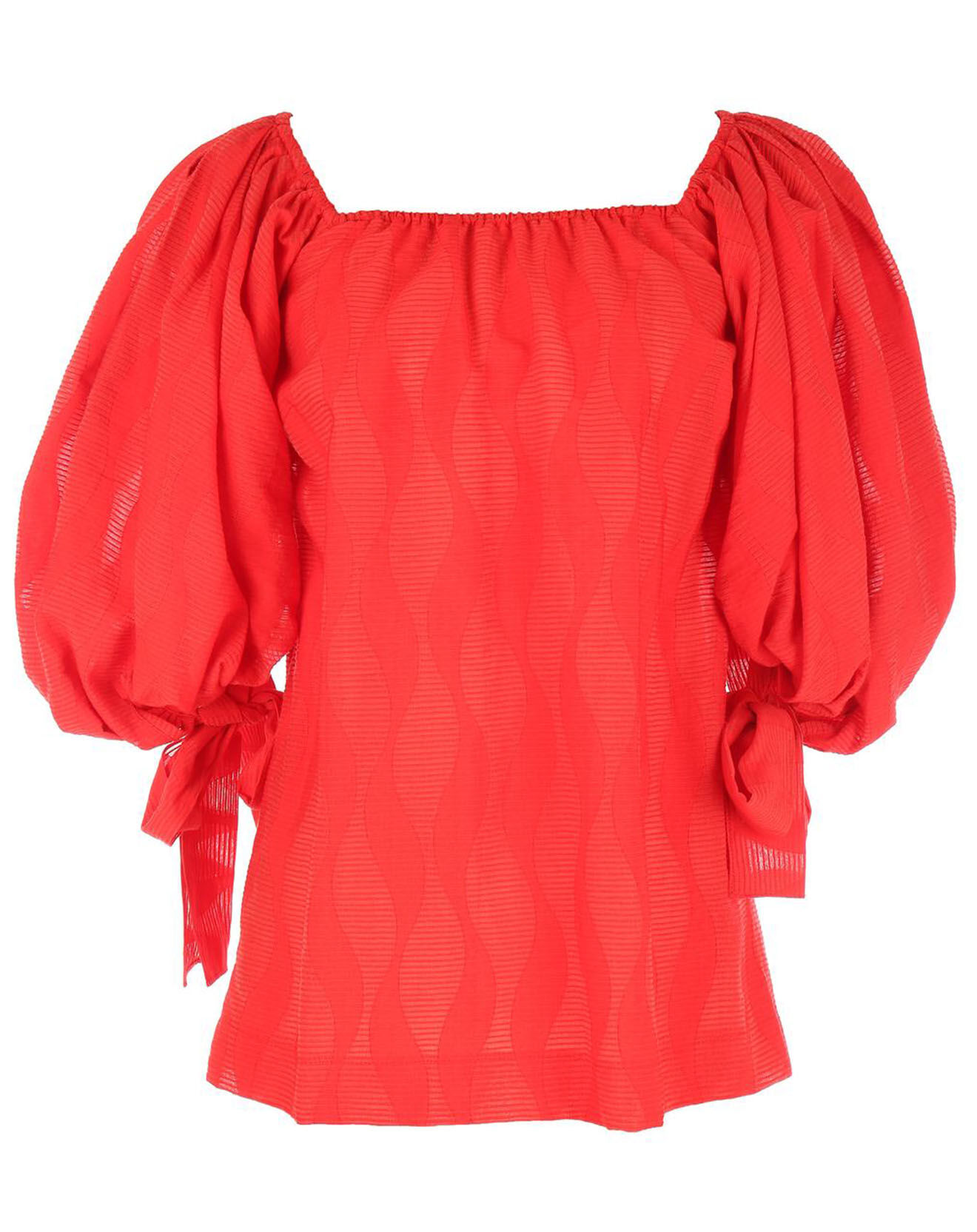 Derhy Blouse Ralenti texturée manches bouffantes rouge