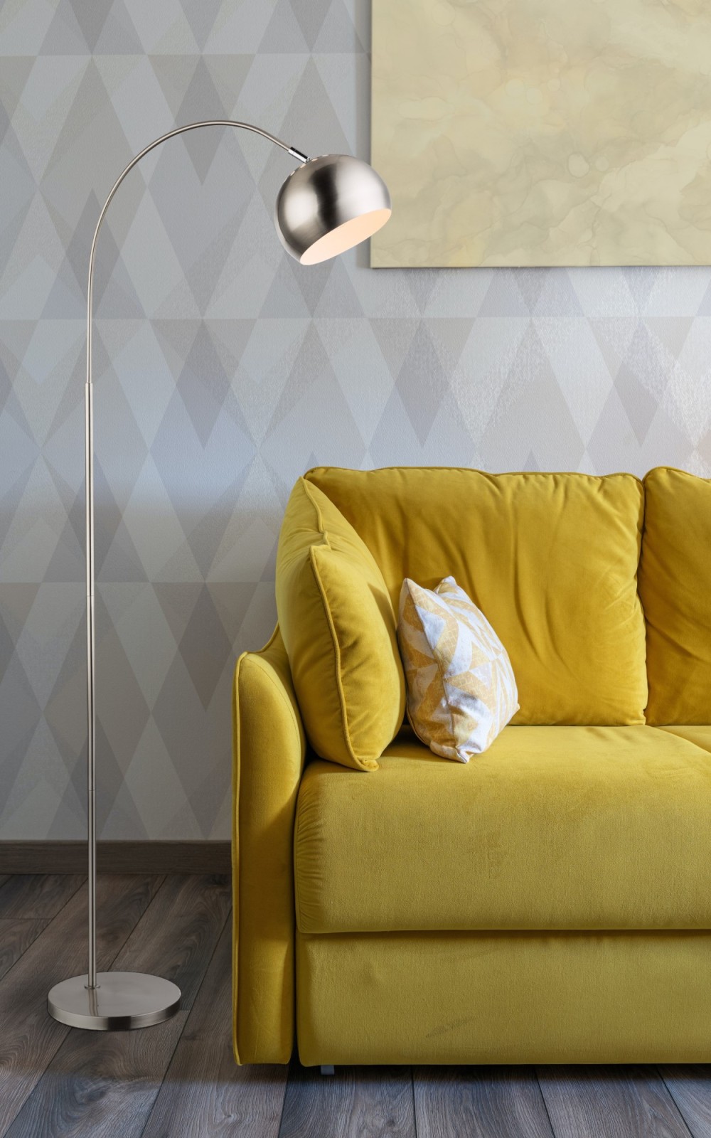Bogenlampe - verchromt - Nickel matt - 150 cm hoch