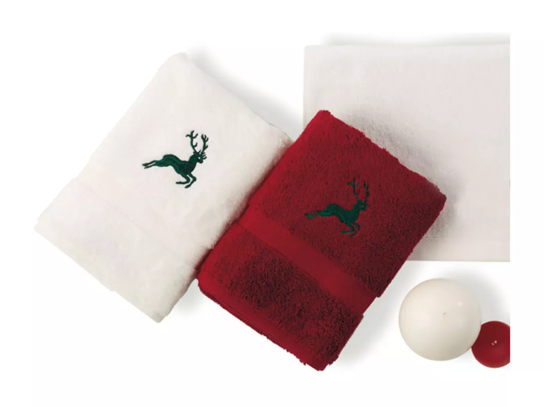 Tapis de bain 50x70 cm HIRSH Blanc Rouge 700 g/m2