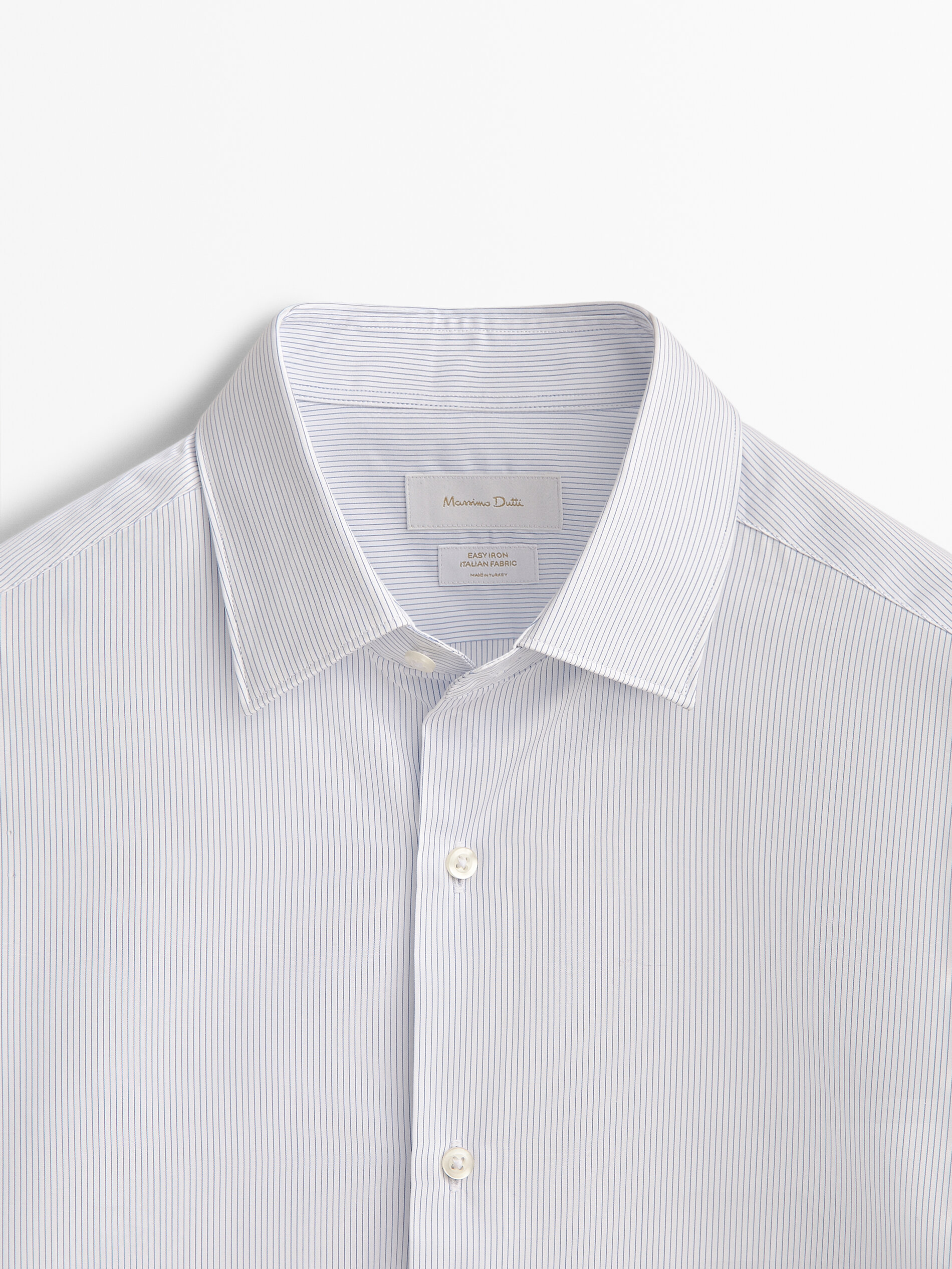 Camisa Rayas de algodão com corte slim - AZUL CLARO
