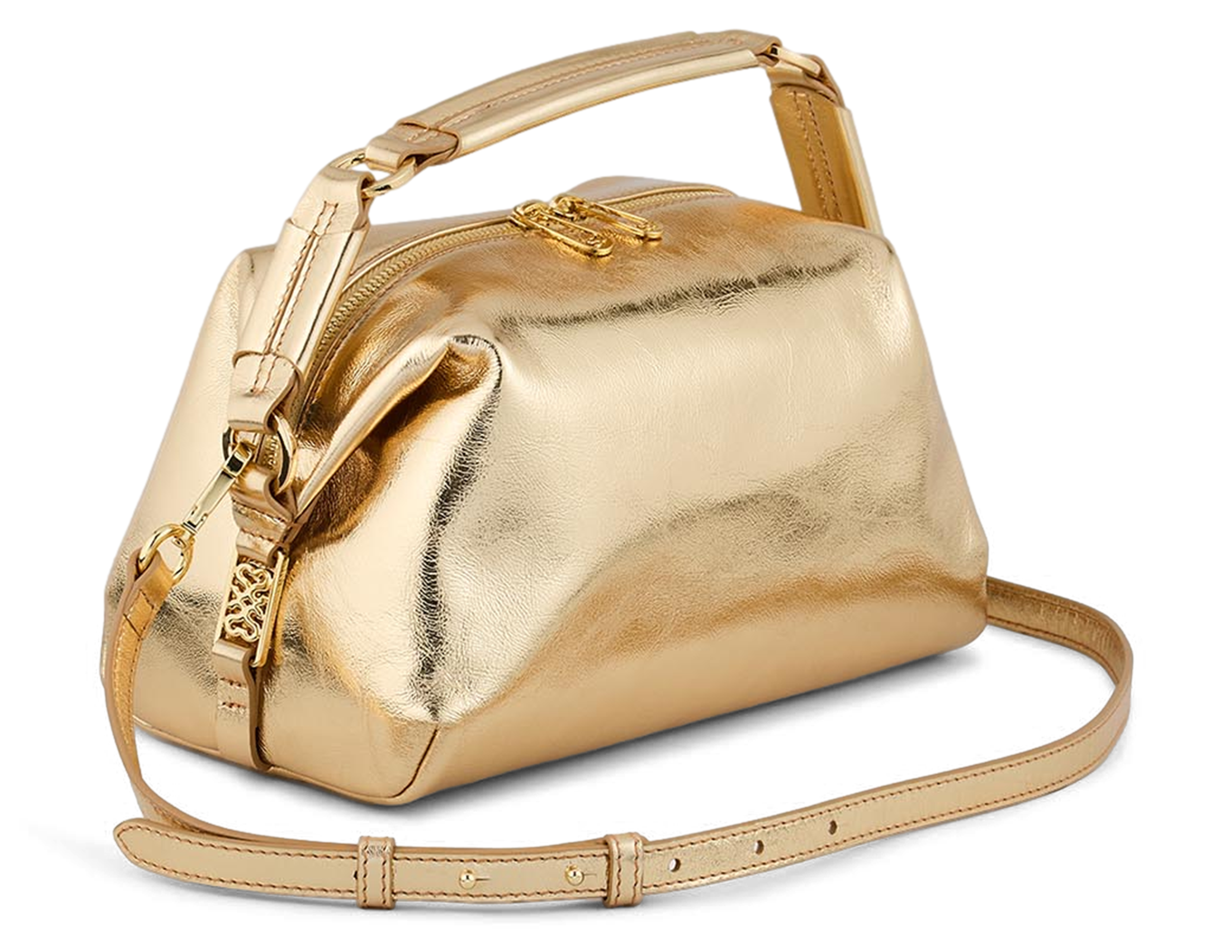 Sac à main en cuir métallisé | Doré