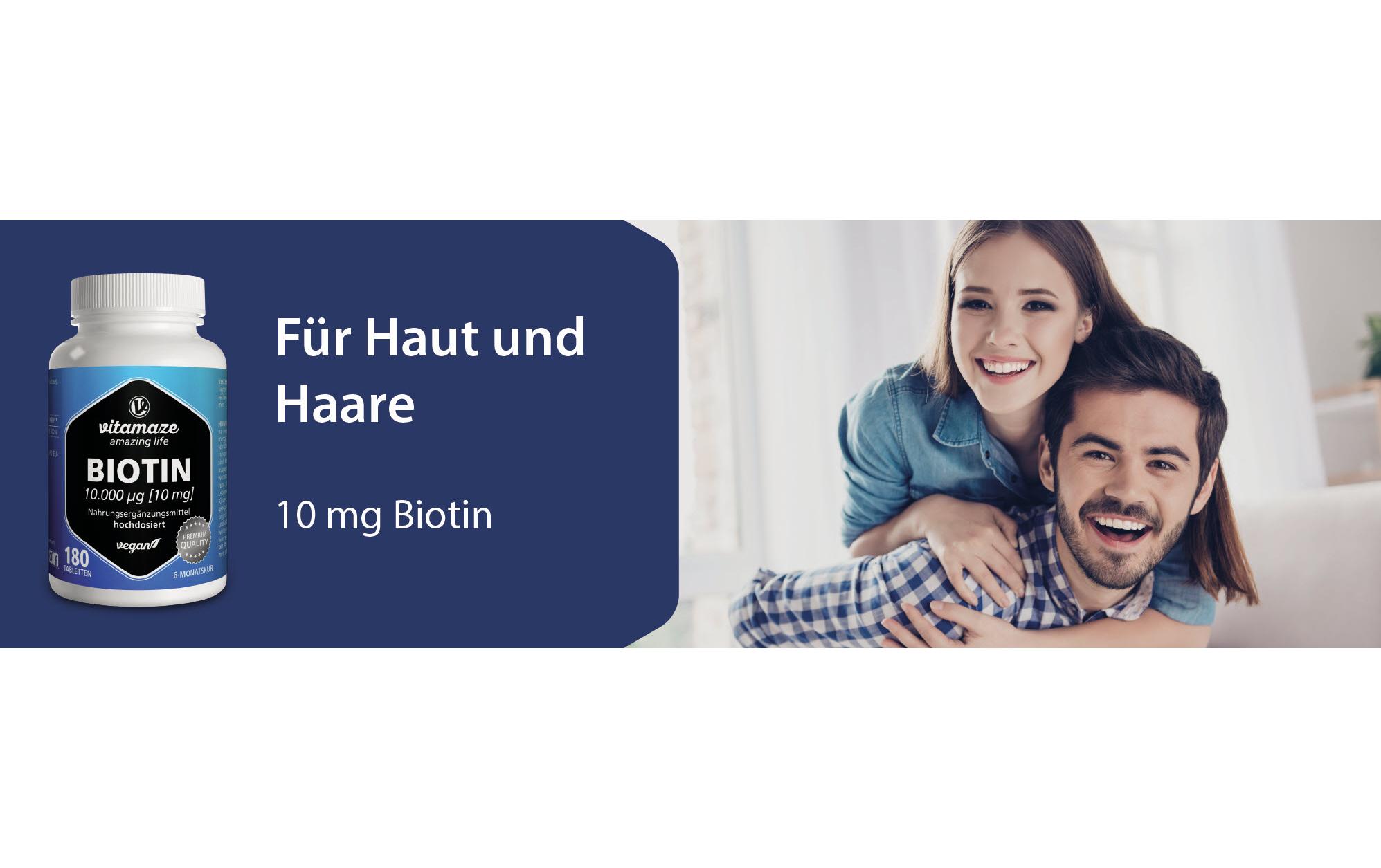 Biotin 180 TablettenVegane Nahrungsergänzung für Haut und Haare
