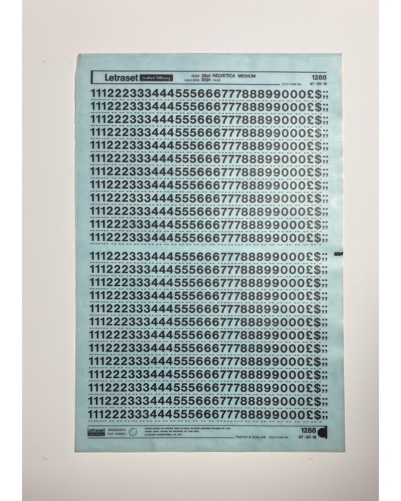 letraset-1288- HELVETICA MEDIUM - 28/30pt