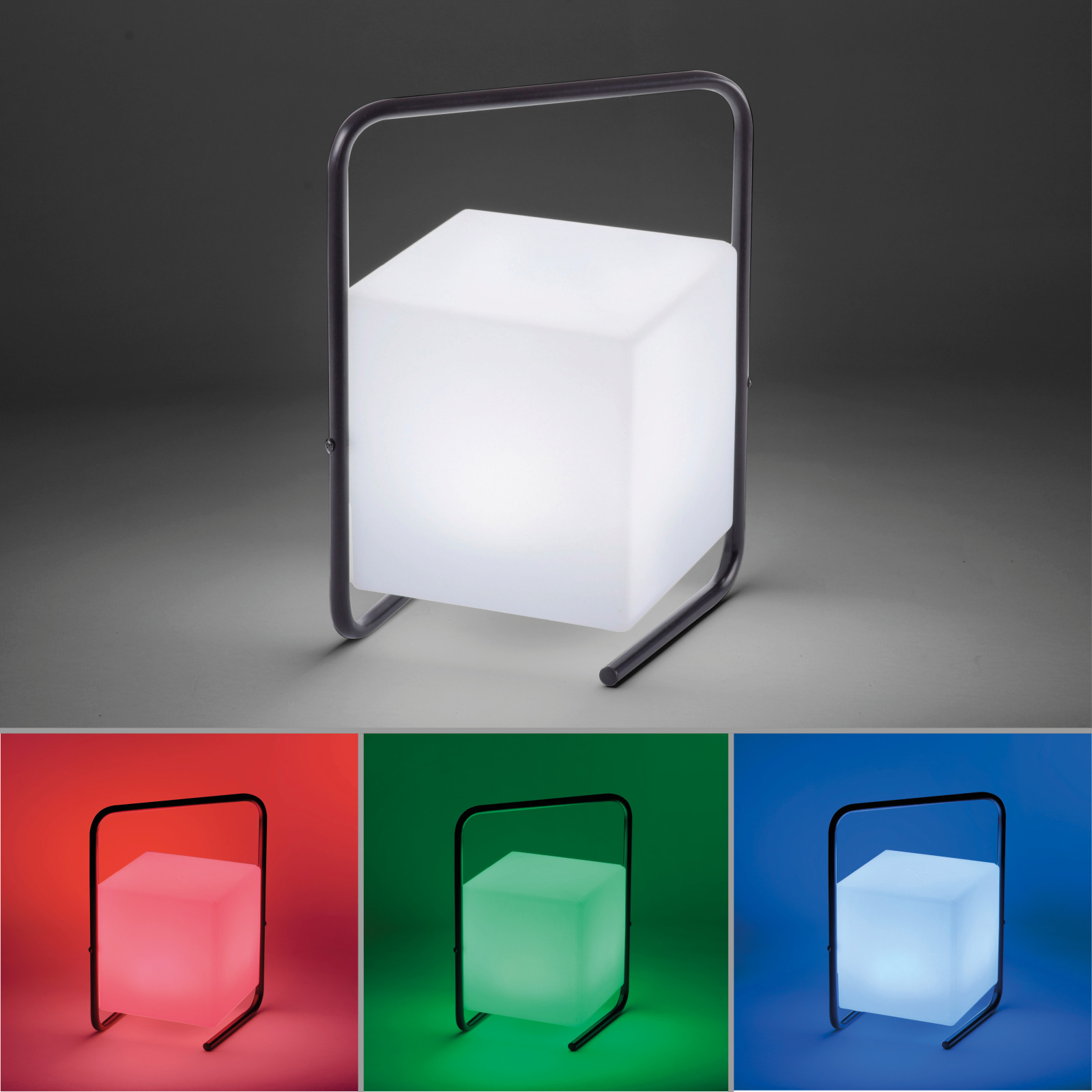 LED-Akku-Tischlampe - weiß-schwarz - RGB - 29 cm hoch