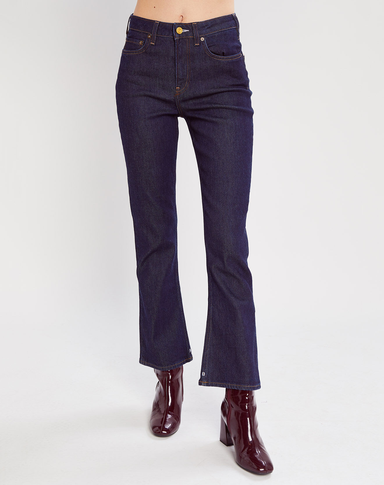 Scotch & Soda Jean Taille haute Crop Boot bleu foncé