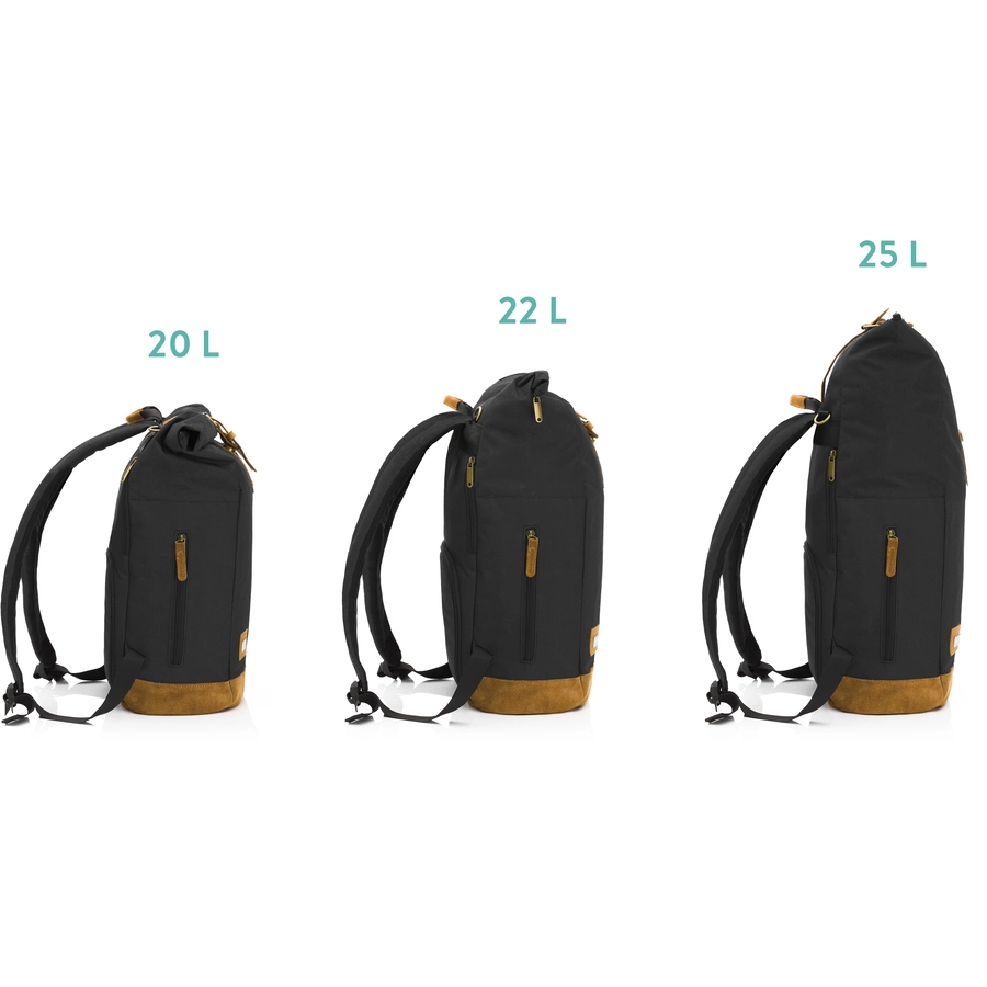 fillikid Wickelrucksack Rolltop Berlin Schwarz Melange