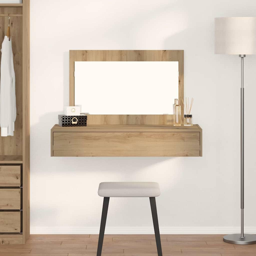 Schminktisch Braun aus Holzwerkstoff, 100x40x70 cm, mit Spiegel und Schubladen für Make-up, stilvolle Aufbewahrung im Schlafzimmer und Jugendzimmer