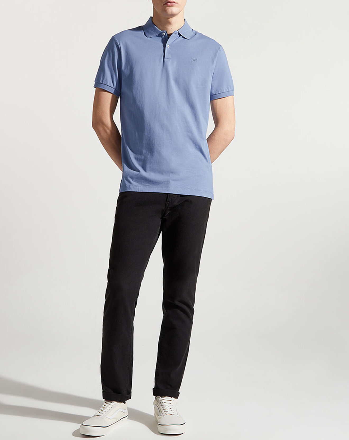 Hackett London Polo en Jersey Regular Fit uni Smart bleu