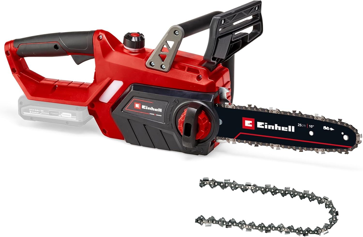 Einhell Akku-Kettensäge GE-LC 18/25 Li-Solo Power X-Change (18 V, 25 cm Schwertlänge, Rückschlagschutz, Kettenfangbolzen, inkl. Ersatzkette, ohne Akku und Ladegerät)