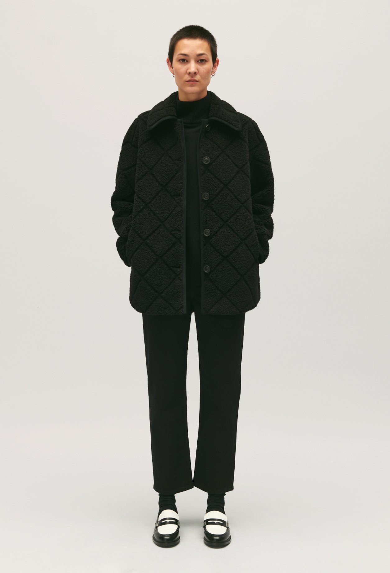 Manteau effet peau lainee
