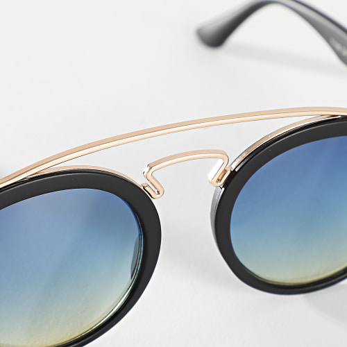 Lunettes De Soleil Noir Dégradé Bleu Jaune