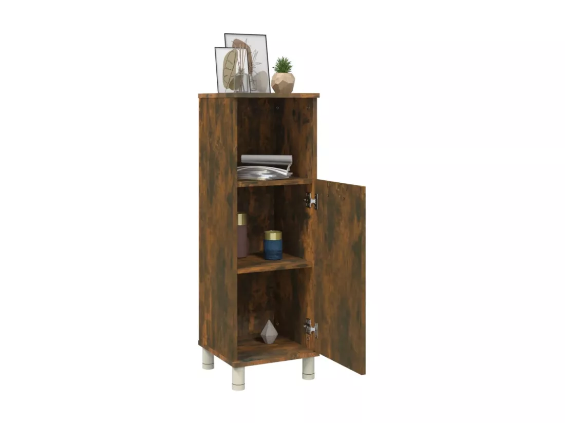 Armoire de bain Chêne fumé 30x30x95 cm Bois d'ingénierie