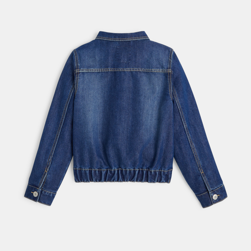 Veste en  jean à dos élastiqué bleu fille
