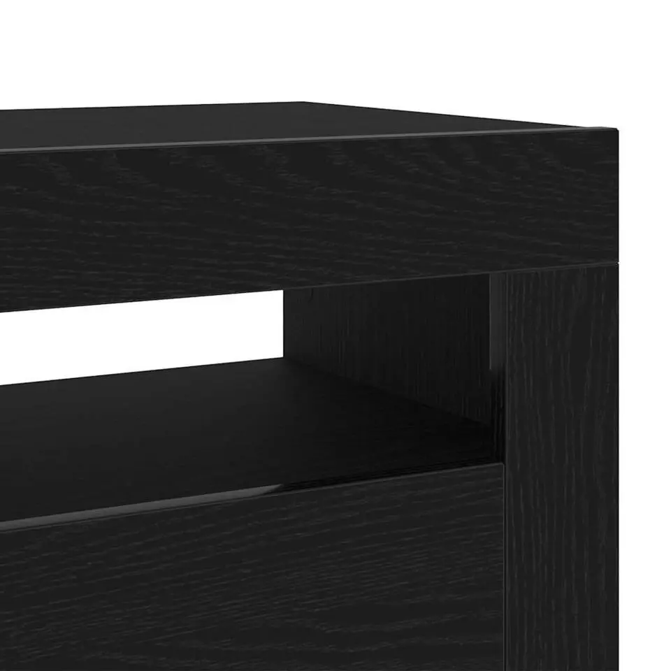 vidaXL - LED TV-meubel met deur - Zwart eiken - Hout - 60x35x40 cm