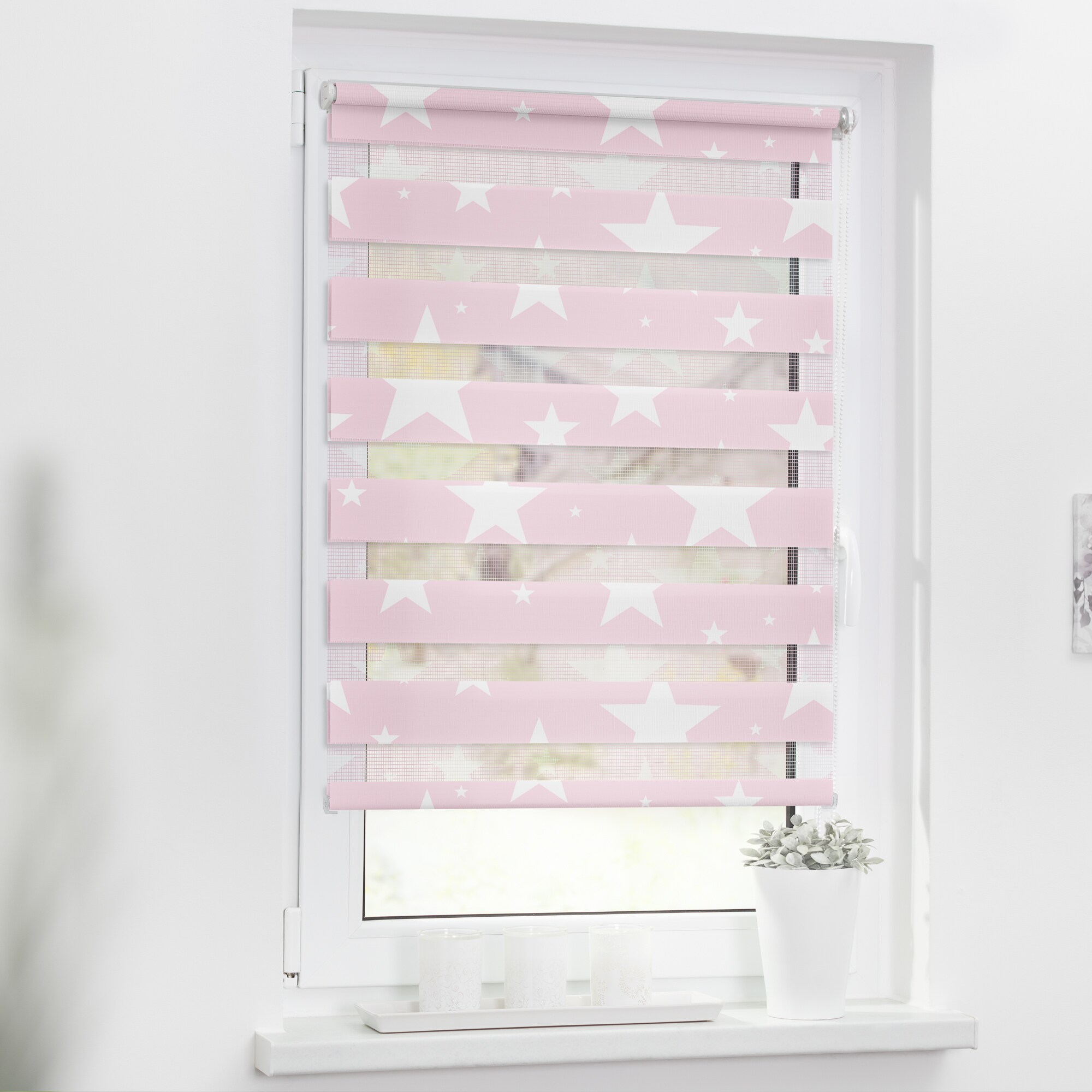 Lichtblick Duo Rollo Klemmfix, ohne Bohren, blickdicht, Sterne