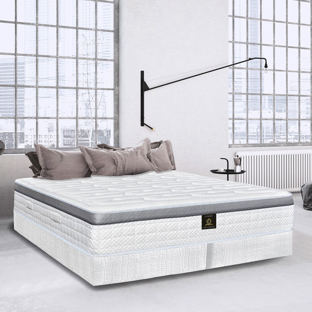 Literie Loft Hotel Ensemble matelas et sommier Urban blanc - 80x200 cm