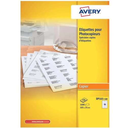 Étiquettes avery 105 x 35 mm blanches coins carrés boîte 1600