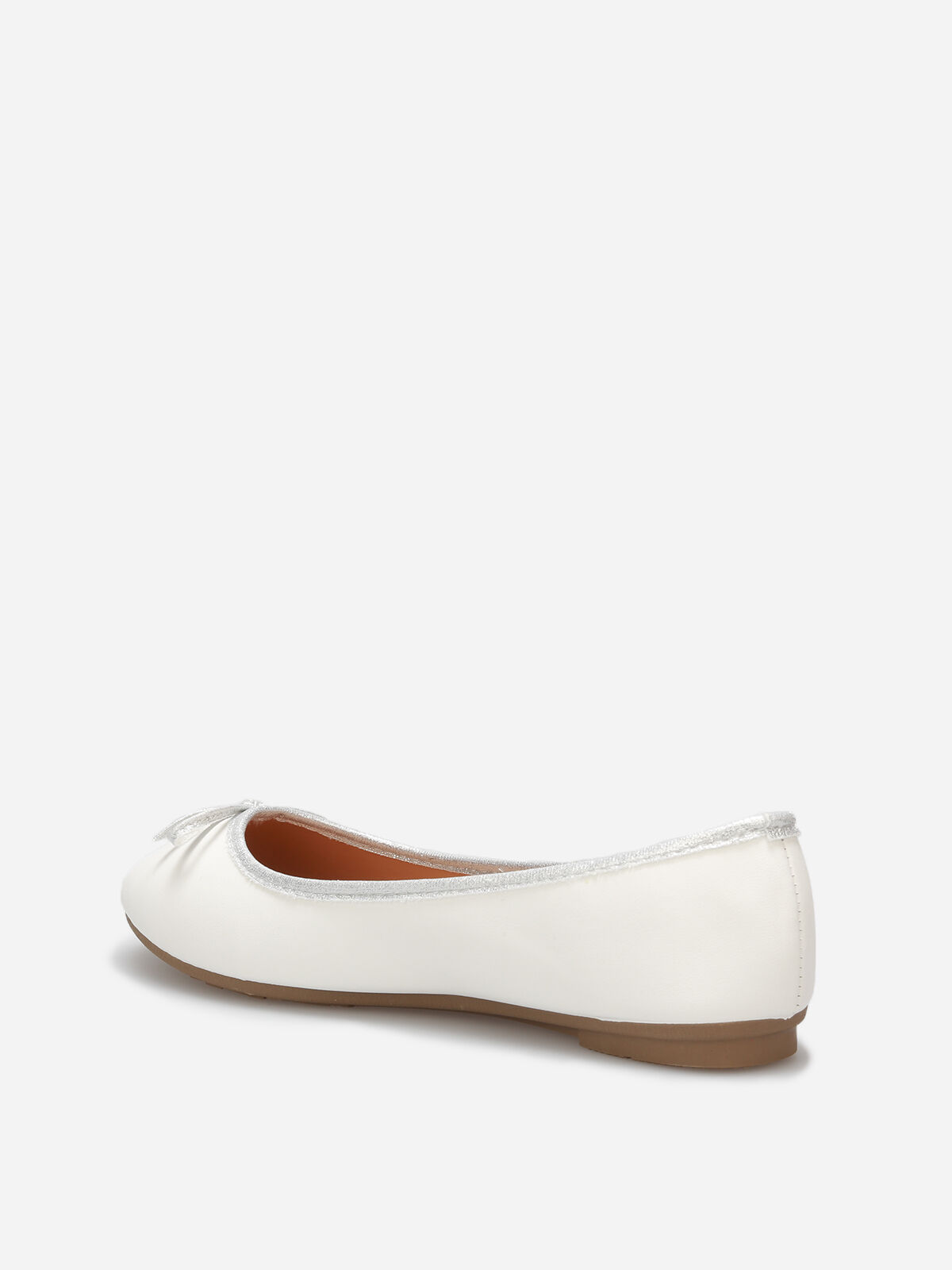 Ballerines à bout rond et nœud- Blanc