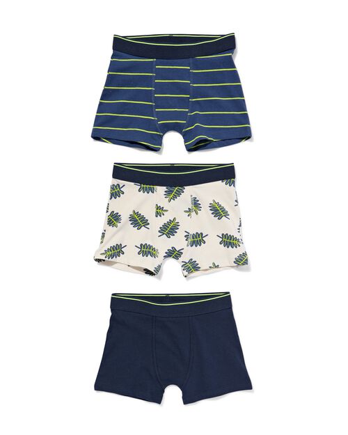 3 boxers enfant coton stretch bleu