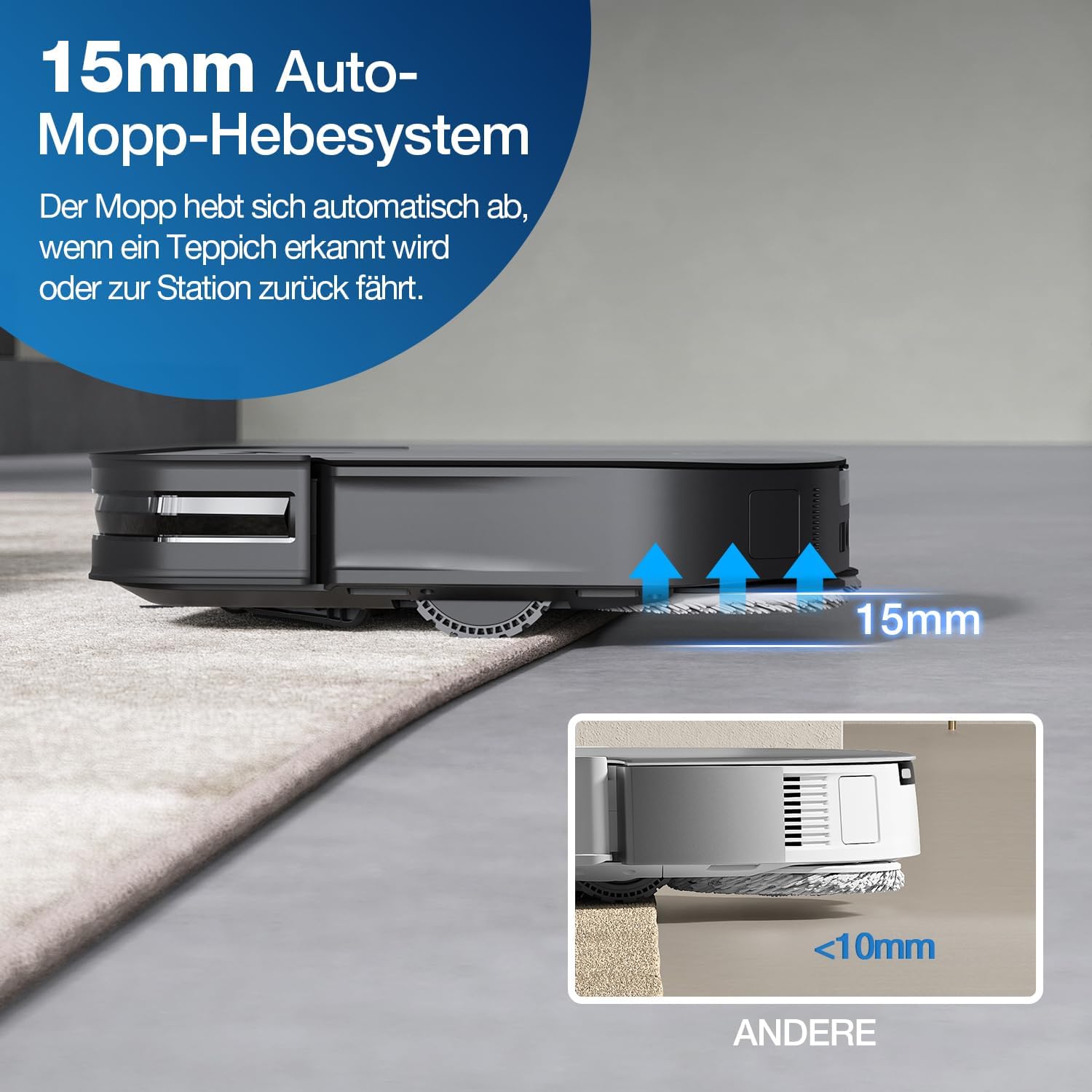 ECOVACS DEEBOT X2 Omni Saugroboter mit Wischfunktion Absaugstation 8000 Pa Saugkraft,15mm Mopp-Hebesystem,Selbstreinigend Roboterstaubsauge,Heißwasser-Moppreinigung,KI-gestützte Navigation, YIKO