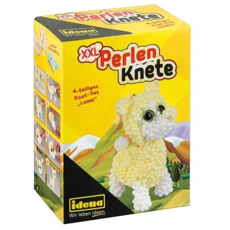 Idena XXL Perlenknete Lama, 4-teiliges Modellierset