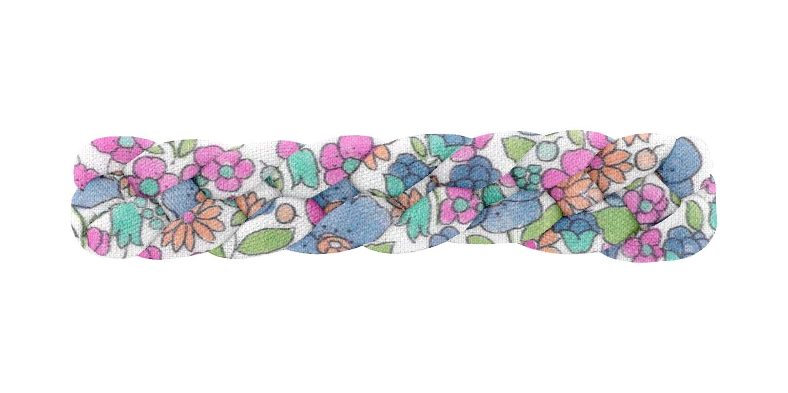 Barrette Cheveux Tressée Pastel Fleuri
