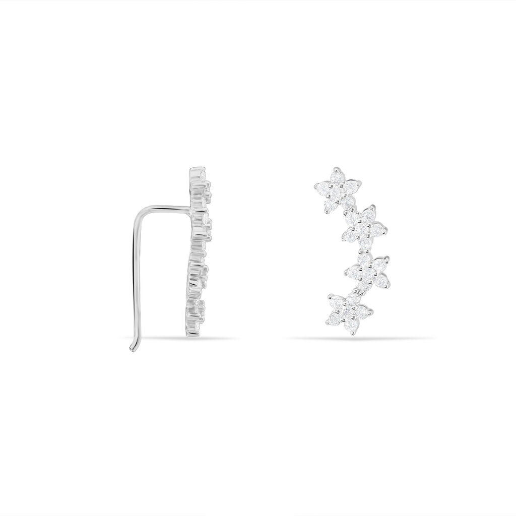 Boucles D'oreilles Grimpantes Sohalia Argent Blanc Oxyde De Zirconium