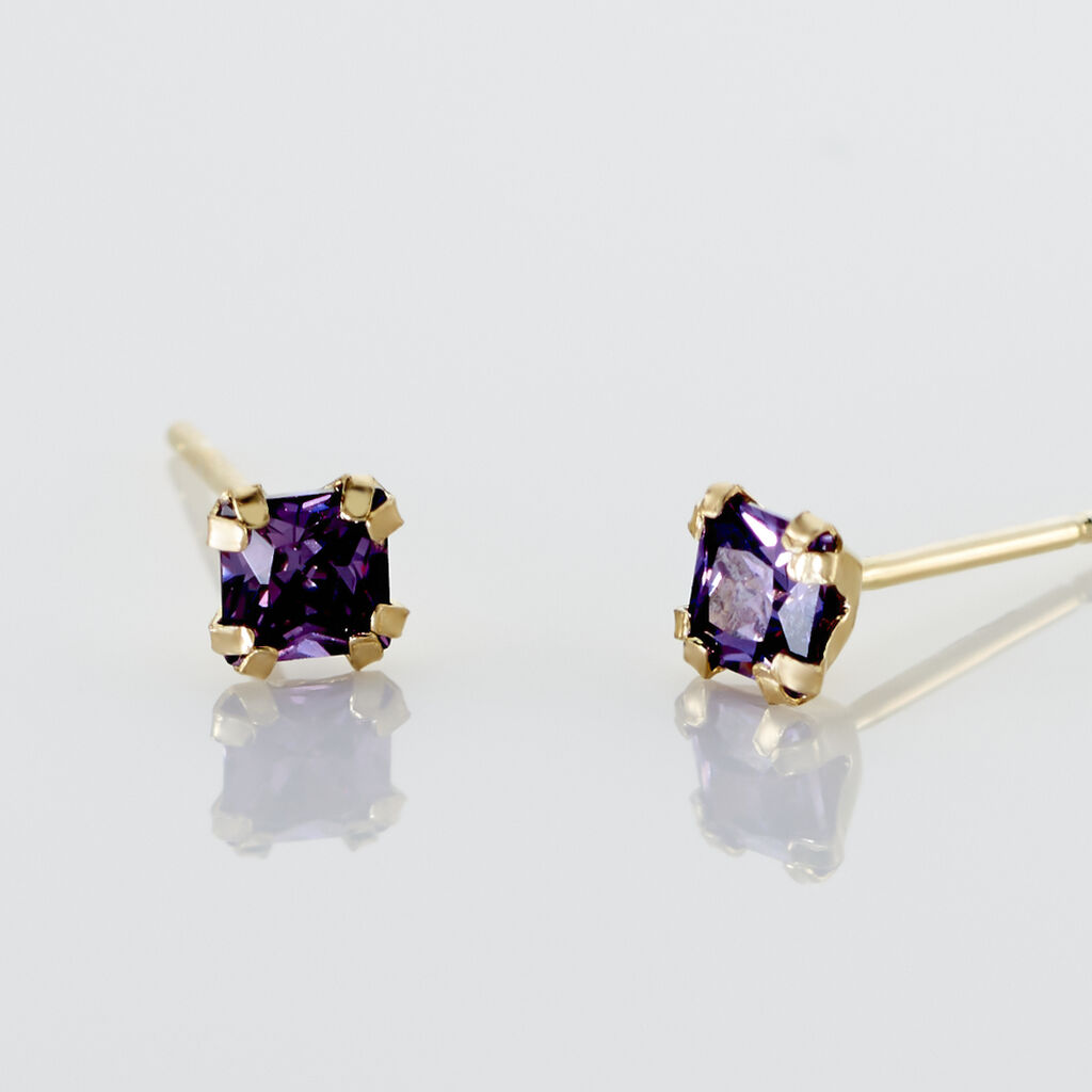 Boucles D'oreilles Puces Doreen Carre Or Jaune Oxyde De Zirconium