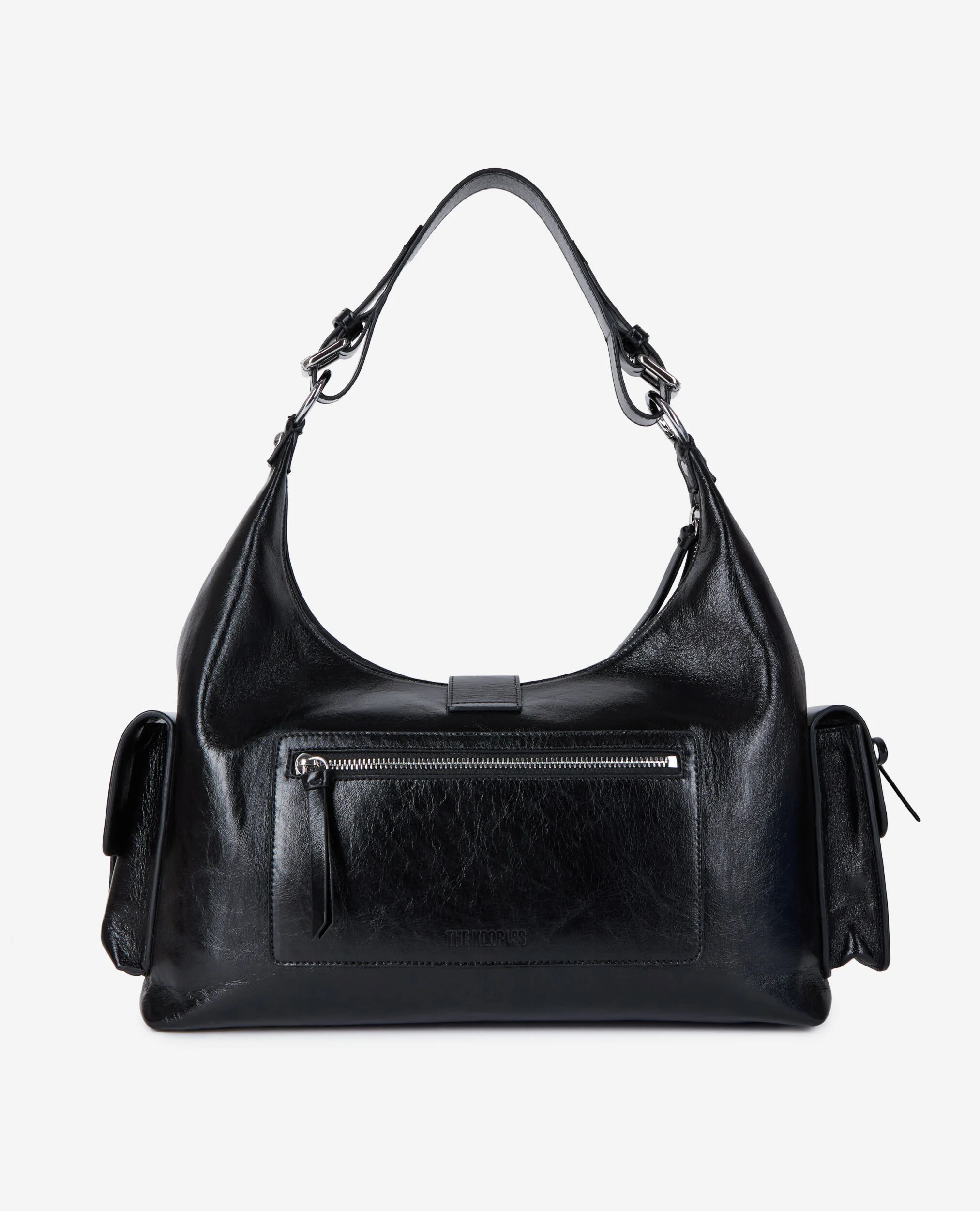 Sac Amelia XL en cuir craquelé noir