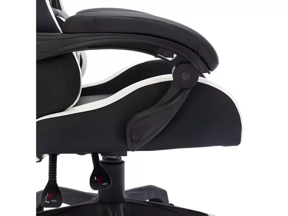 Fauteuil de jeux vidéo avec LED RVB Blanc et noir Similicuir