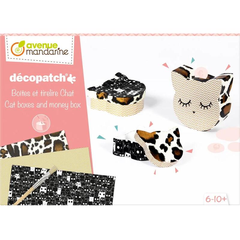 Boîte créative, Décopatch, Boîtes et tirelire Chat - Rose