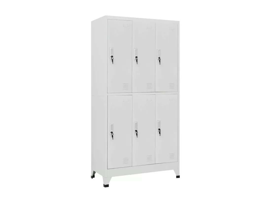 Armoire à casier avec 6 compartiments Acier 90x45x180 cm Gris