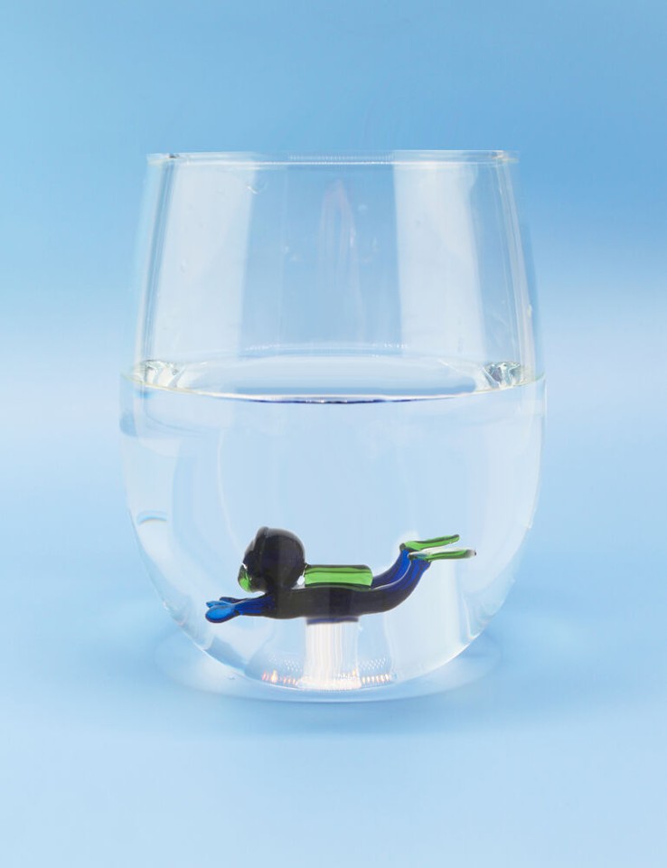 Winkee - Drikkeglas - Handmade Scuba Diver