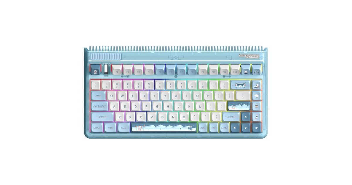 IqunixOG80 Wintertide Wireless Mechanical Keyboard, gaming toetsenbord  (Lichtblauw, US lay-out, IQUNIX Moonstone Turbo, RGB leds, 80% (TKL), Hot-swappable, PBT, 2.4GHz | Bluetooth 5.1 | USB-C)