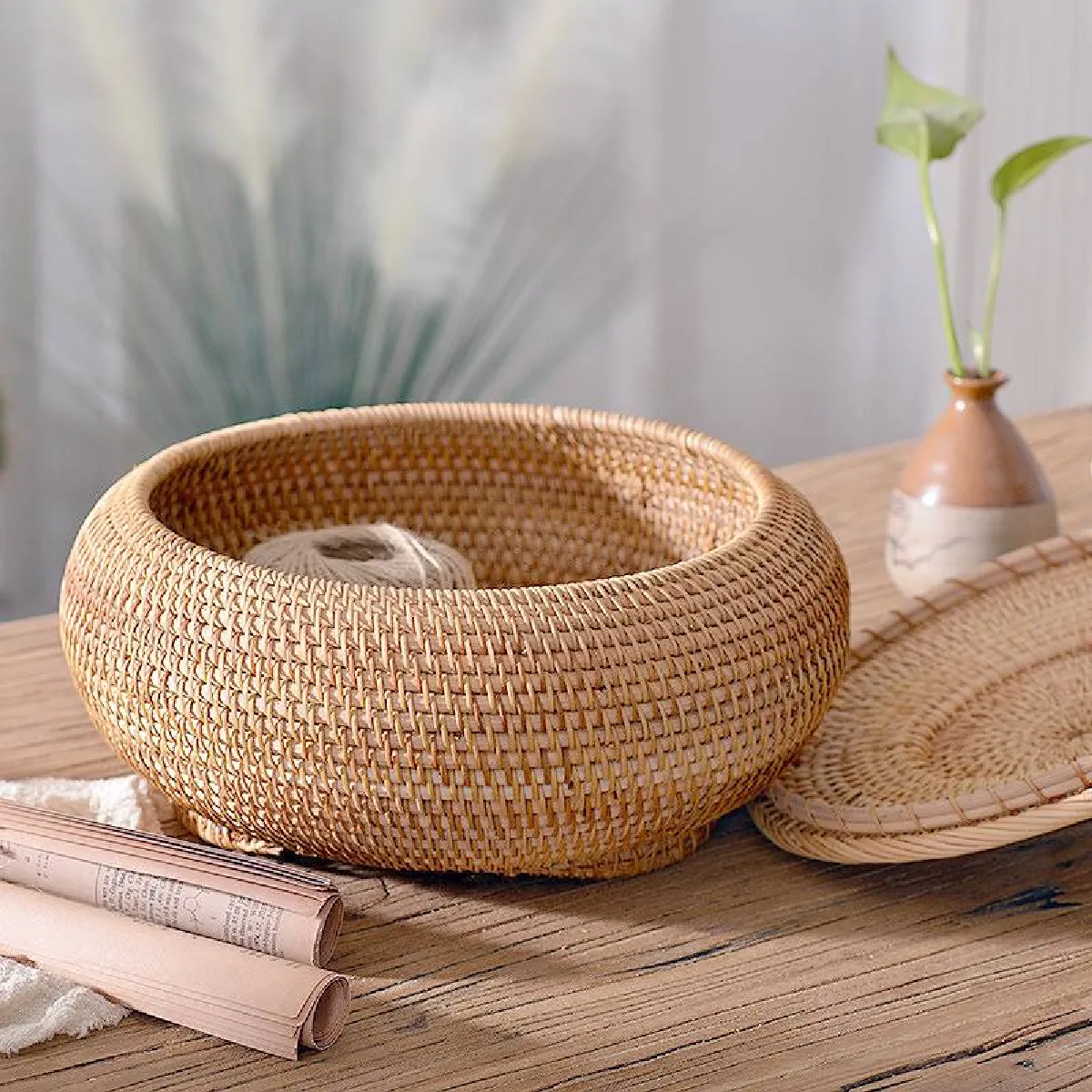 Universal Panier rond en rotin - Osier tissé