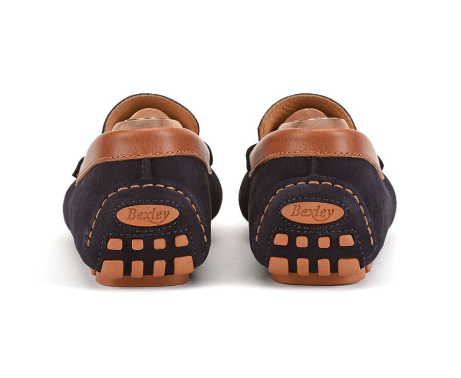 Mocassin été Velours Marine Et Châtaigne - BISCAYNE