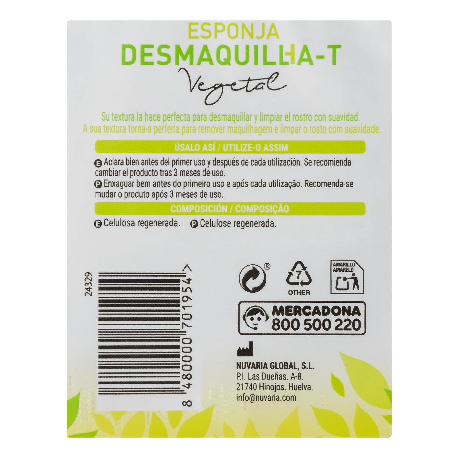 Éponge démaquillante végétale pour le visage Deliplus